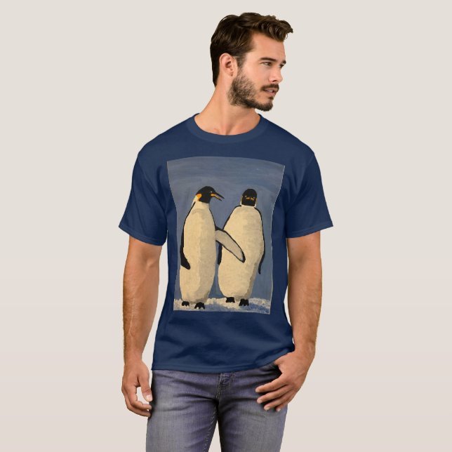 T-shirt Pingouins d'empereur adultes marchant et parlant (Devant entier)