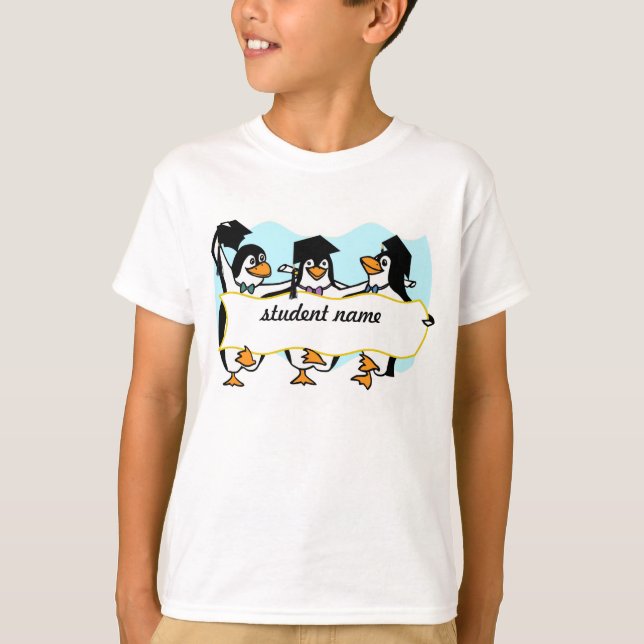 T-shirt Pingouins diplômés avec bannière (Devant)