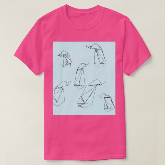 T-shirt Pingouins en papier bleu (Design devant)