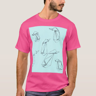T-shirt Pingouins en papier bleu