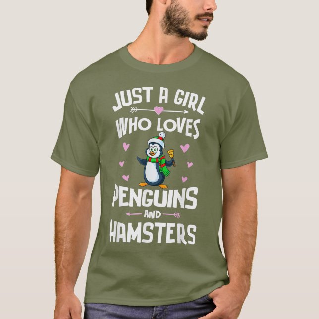 T-shirt Pingouins Et Hamsters Chemises Cadeaux Filles Femm (Devant)