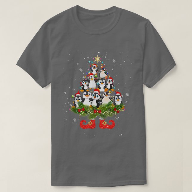 T-shirt Pingouins lumières des arbres de Noël Funky Santa  (Design devant)