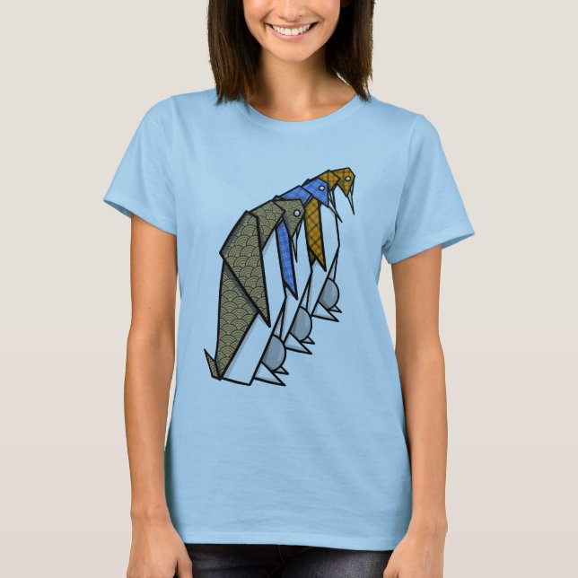 T-shirt Pingouins Patterend Papier Origami (Devant)
