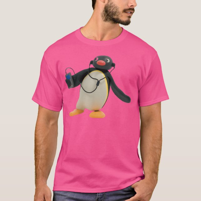 T-shirt Pingu Écoutant de la Musique (Devant)