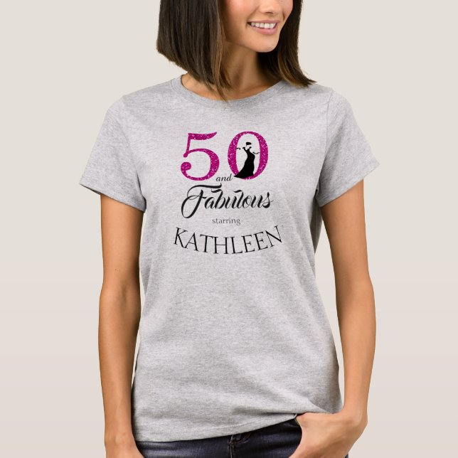 T-shirt Pink 50 et fabuleux cadeau d'anniversaire Nom pers (Devant)