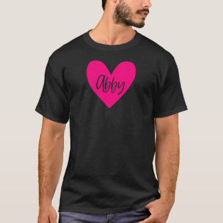 T-shirt Pink Abby Nom Heart Love Femme Fille Ami Personne