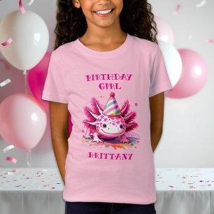 T-Shirt Pink Axolotl fille d'anniversaire personnalisée