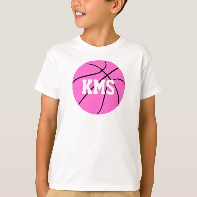 T-shirt Pink Basketball Personnalisé Lettres d'école / Num (Devant)