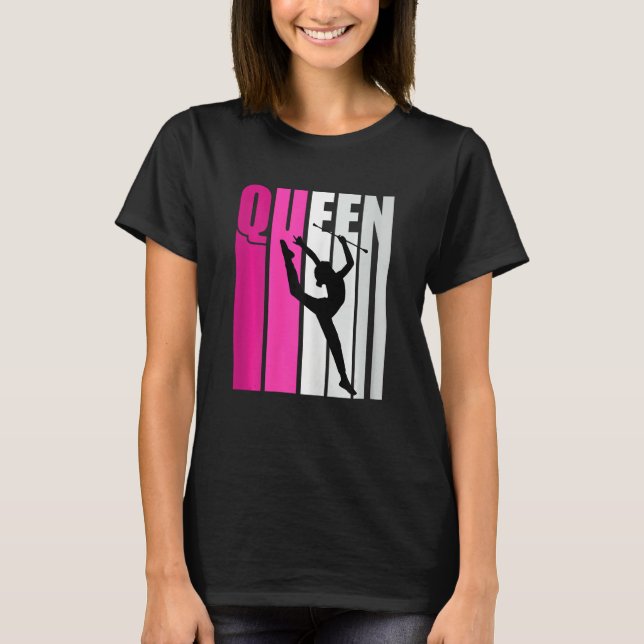 T-shirt Pink Baton Twirling Gymnast Queen Gymnastics Daugh (Devant)