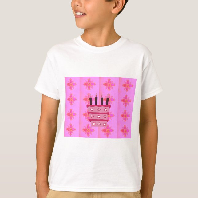 T-shirt Pink Bird Cake Art Imprimer (Devant)
