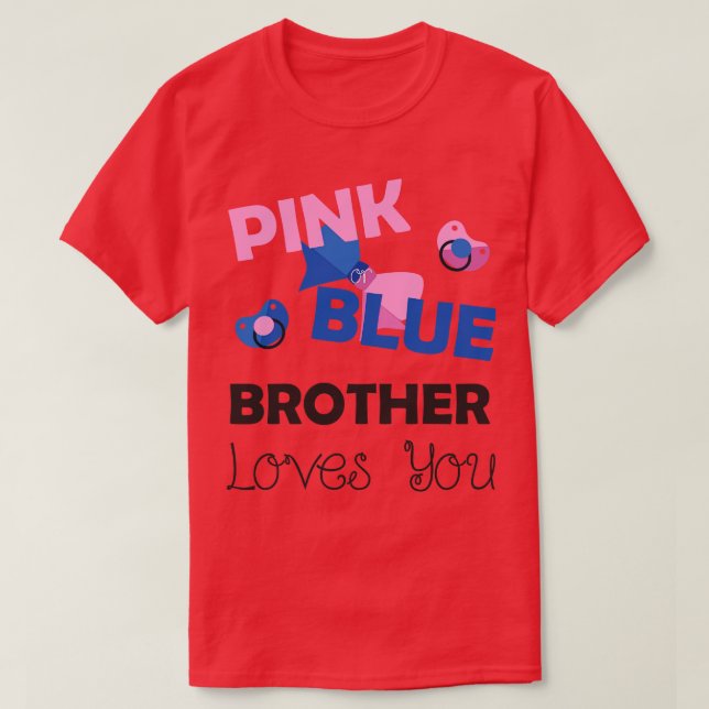 T-shirt Pink Blue Brother vous aime Baby shower cadeau (Design devant)