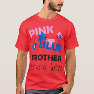 T-shirt Pink Blue Brother vous aime Baby shower cadeau