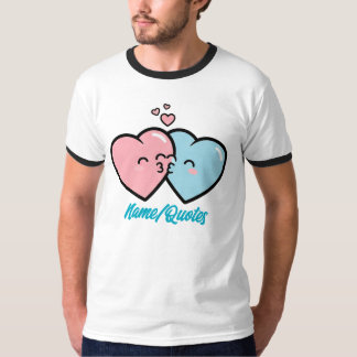 T-shirt Pink & Blue Hearts Kiss