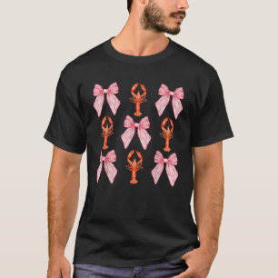 T-shirt Pink Bow Cute Coquette Crawfish Clean Girl Aesthet