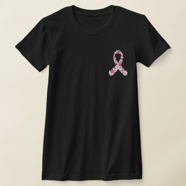 T-shirt Pink Breast Cancer Flower Ribbon année personnalis (Poser)