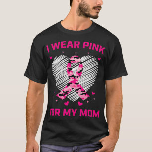 T-shirt Pink Camo Ribbon Breast Cancer Awareness Mom Heart