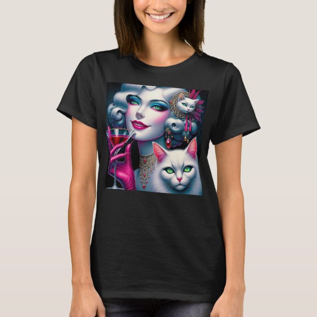 T-shirt Pink Cat Lady (Devant)