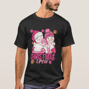 T-shirt Pink Christmas Crew Snowman Avec Sucre de canne Xm