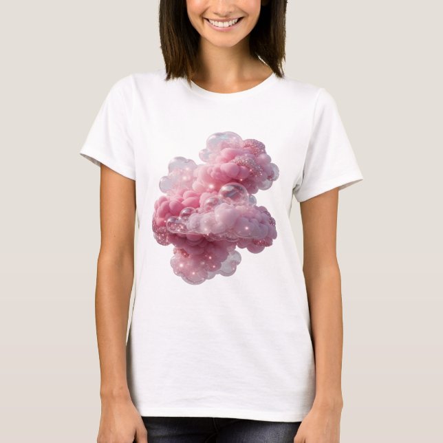 T-shirt PINK CLOUDS WITH GLITTER Art à Porter Argenté Élég (Devant)