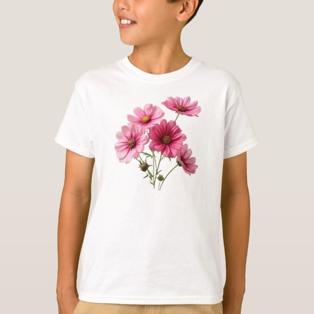 T-shirt Pink cosmos Flowers (Devant)