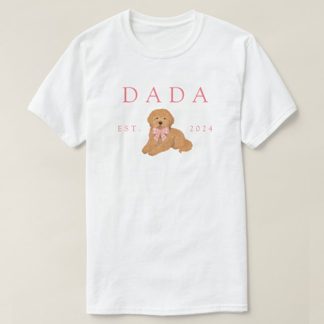 T-shirt Pink Dada Golden Doodle Birthday (Design devant)