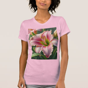 T-shirt Pink Daylily Floral