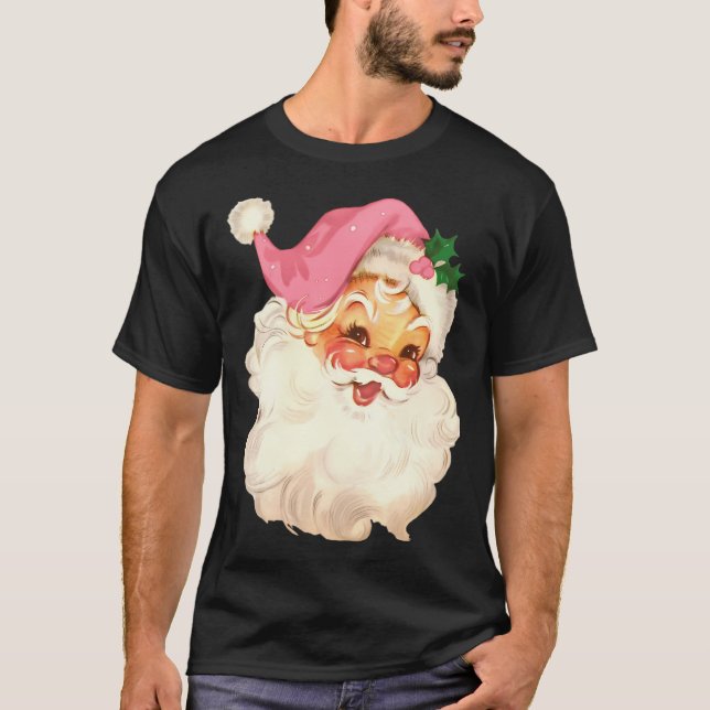 T-shirt Pink du Père Noël rétro (Devant)