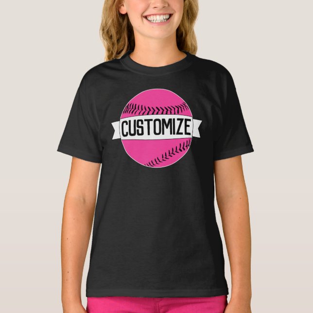 T-shirt Pink Fastpitch Softball Team, joueur et nombre (Devant)