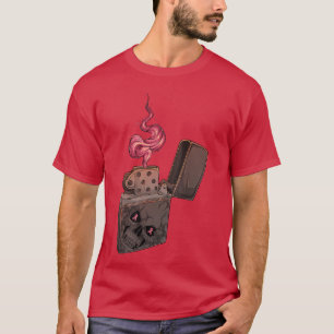 T-shirt Pink Fire Clipper Lighter Skeleton Breast Cancer A