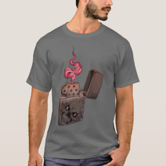 T-shirt Pink Fire Clipper Lighter Skeleton Breast Cancer A