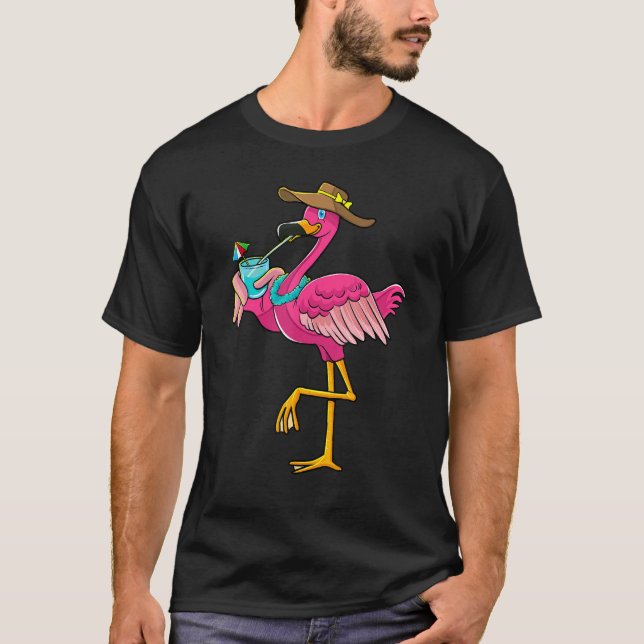 T-shirt Pink Flamingo Hawaiian Summer Tropical Luau Women  (Devant)