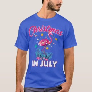 T-shirt Pink Flamingo in Santa Hat Christmas In July For G
