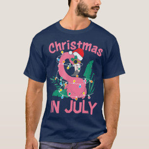 T-shirt Pink Flamingo in Santa Hat Christmas In July Gifts