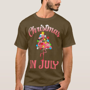 T-shirt Pink Flamingo in Santa Hat Christmas in July Girl