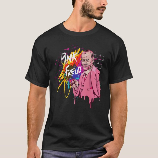 T-shirt Pink Freud Dark Side De Votre Maman Plaisanter Drô (Devant)