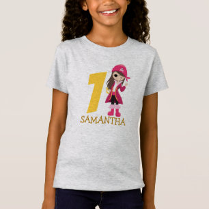 T-Shirt Pink Girl 1er anniversaire de la fête pirate T-shi