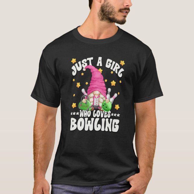 T-shirt Pink Gnome Bowler Graphic For Just A Girl Who Love (Devant)