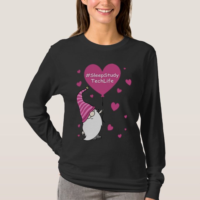 T-shirt Pink Grome Heart Sleep Study Tech Life Balloon Val (Devant)
