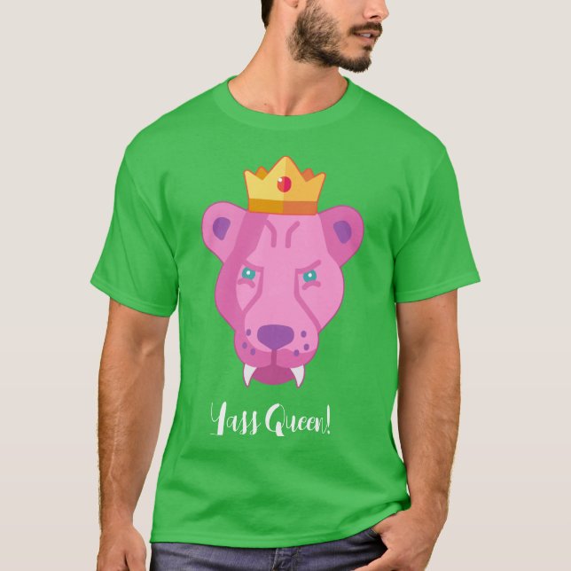 T-shirt Pink Hair Queen Lioness Custom Text (Devant)