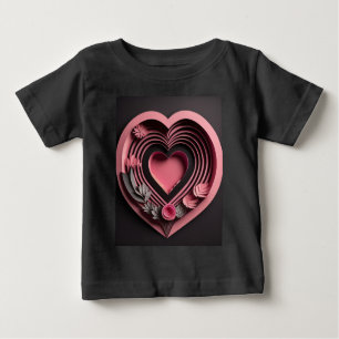 T-shirt Pink Heart 3D Paper Art Design
