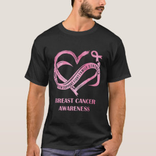 T-shirt Pink Heart Hope Love Faith Cancer du sein Sensibil