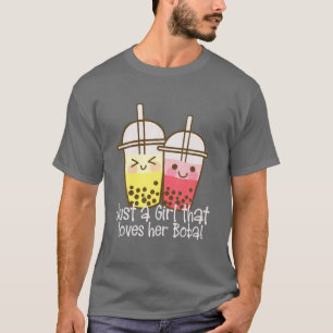 T-shirt Pink Kawaii Boba Tea Apparel Juste Une Fille Qui A