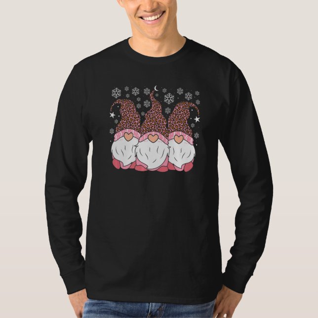 T-shirt Pink Leopard Hat Gnomes Christmas Day Women's Appa (Devant)