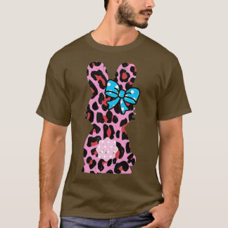 T-shirt Pink Leopard Lapin de Pâques Ribbon mignonne Rabbi