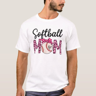 T-shirt Pink Leopard Softball Maman Bandana Baseball Mama 