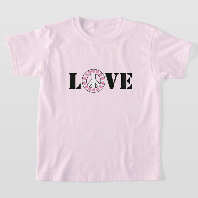 T-shirt Pink Love & Peace Sign Hearts (Poser)
