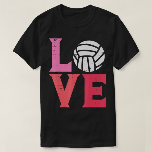 T-shirt Pink Love Volleyball Cute Sports Coach Joueur Homm (Design devant)