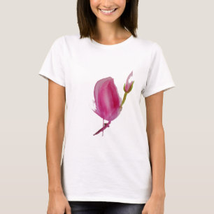 T-shirt Pink magnolia watercolour flower art