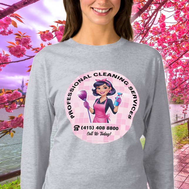 T-shirt Pink Maid Janitorial Cleaning Service Uniform (Créateur téléchargé)