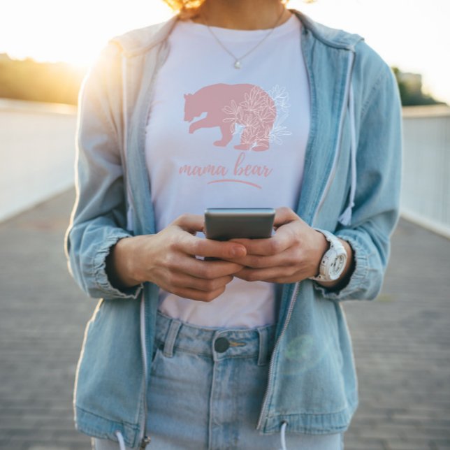 T-shirt Pink Mama Bear Boho Floral femme famille (Créateur téléchargé)
